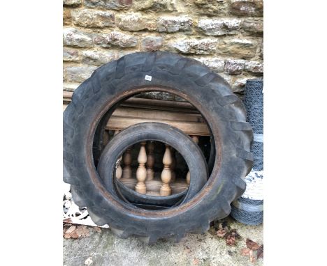 A VINTAGE TRACTOR TYRE