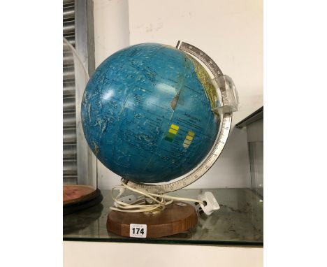 A DANISH PLUG IN TERRESTIAL GLOBE ON AN OAK PLINTH