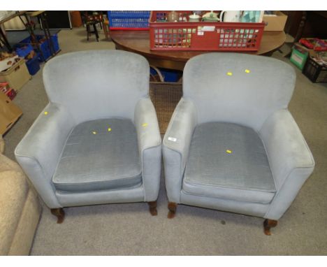 A PAIR OF VINTAGE UPHOLSTERED ARMCHAIRS