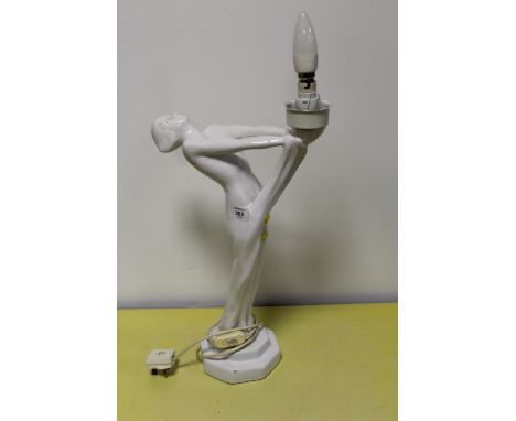 A CERAMIC FIGURATIVE NUDE TABLE LAMP