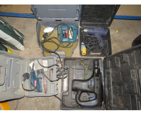 FOUR ASSORTED CASED TOOLS TO INCLUDE HEAT GUN AND A RYOBI SANDER (4)