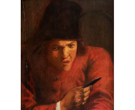CIRCLE OF DAVID TENIERS II (1610-1690) 'The Card Sharp', oil on panel, 34 x 29cm