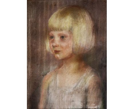 GERMAN SCHOOL (EARLY 20TH CENTURY) Bust length portrait of a young girl, indistinctly signed, pastels, 35 x 27cm