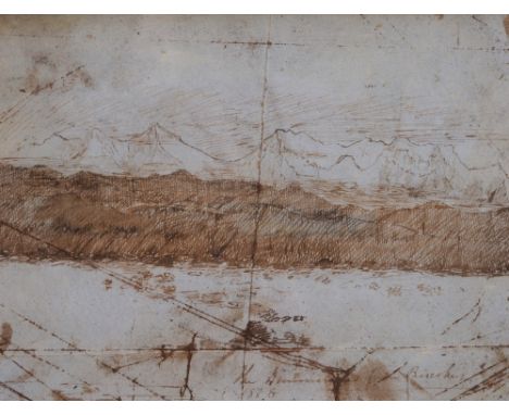 ENGLISH SCHOOL (19TH CENTURY) View of the Himalayas, inscribed and dated 1858, ink sketch, 12.5 x 18cm; circle of Enaid Jones