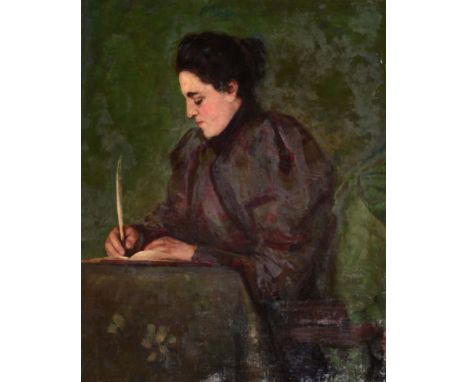 ESTELLE NATHAN (MRS G E NATHAN) (EXH. 1898 - 1928) Portrait of a lady writing a letter, signed and dated 1896, oil on canvas,