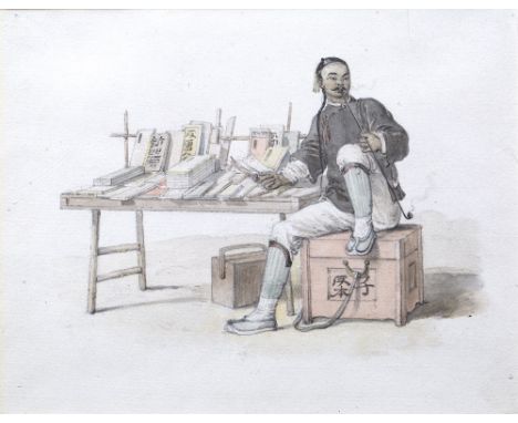 WILLIAM ALEXANDER (1767-1816)  The Chinese Bookseller, watercolour, 15 x 19cm  Prov. With John Baskett Ltd, 173 New Bond Stre