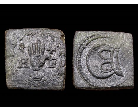 Antwerp Coin Weight. Circa, 1577-1603. Brass, 2.92g. 15.72 mm. A weight baring the marks of Hans Foncq of Antwerp. H F, 94, h