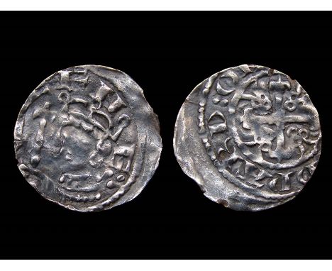 Stephen Penny. Cross & Piles type, 1150-54. Silver, 1.43g. 18.97 mm. Crowned bust left with sceptre, +[.   ] EF NE. R. Cross 
