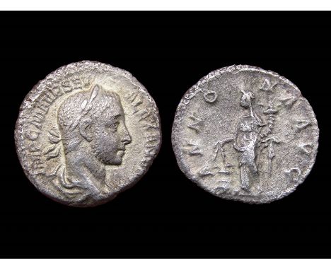 Severus Alexander Denarius. Rome, AD 226. Silver, 3.09g. 18.91 mm. Laureate bust right, IMP C M AVR SEV ALEXAND AVG. R. ANNON