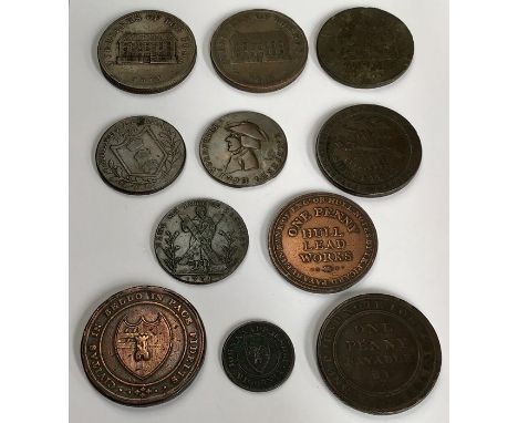 British 18th & 19th Century token coins, includes Sheffield Workhouse 3 x penny’s one 1813 and 2 x 1812, Hull Halfpenny 1791 