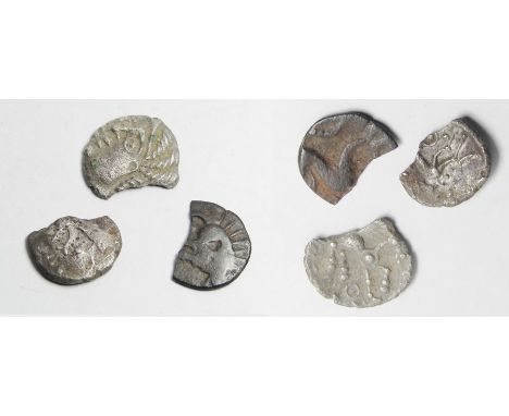 Celtic Coins. (3) Iron Age, Celtic silver units. All fragmented, including a North Thames region Whaddon Goat type.