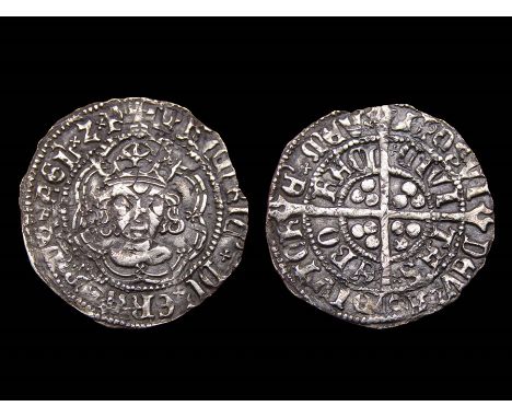 Henry VII Halfgroat. Circa, 1502-4. Silver, 1.41g. 20.98 mm. Crowned facing bust, HENRIC DI GRA REX AGL Z F. R. Cross with pe