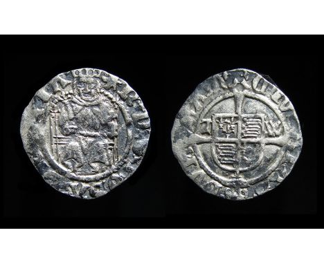 Henry VIII Sovereign Penny. Second coinage, 1526-44. Silver, 0.55g. 14.26 mm. King seated facing on throne, H D G ROSA SIE SP