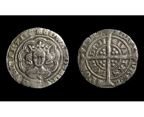 Edward III Halfgroat. Pre-treaty Period, 1351-77. Silver, 2.09g. 21.88 mm. Crowned facing bust, EDWARDVS REX ANGLI Z FRANC. R