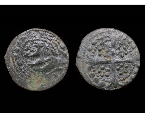English Medieval Jetton. Edward II, 1307-27. Type 4. Copper, 2.30g. 20.48 mm. Lion rampant, pelleted and cross border. R. Cro