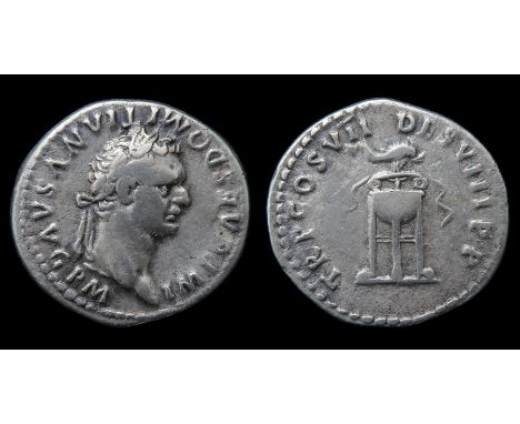 Domitian Denarius  Rome, AD 82. Silver, 19mm, 3.24g. Laureate bust right, IMP CAES DOMITIANVS AVG P M. R. TR POT COS VIII P P