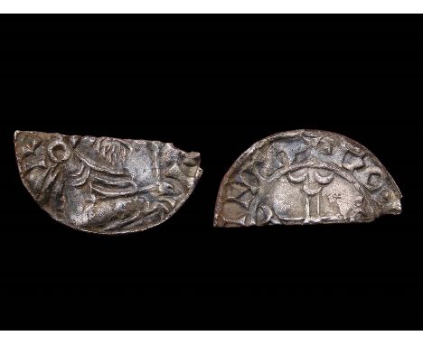 Edward the Confessor Cut Half Penny. Circa, 1053-6. Silver, 0.52g. 18.70 mm. Bust wearing pointed helmet right with sceptre. 