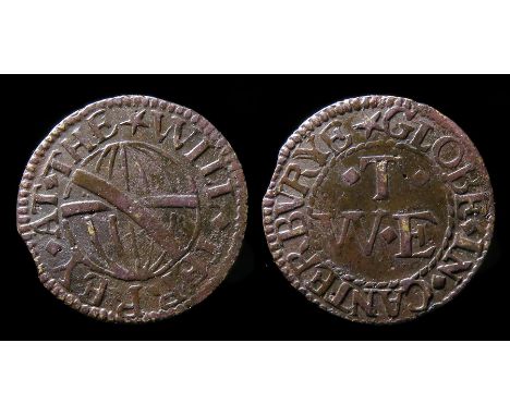 Will Terrey. Canterbury, Kent, 17th Century Trade Token. WILL TERREY AT THE, Globe. R. W.E.T, GLOBE IN CANTERBVRYE. 1.13g. W7