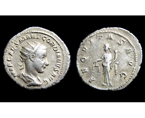 Gordian III Antoninianus. Rome, AD 239. Silver, 3.76g. 23.05 mm. Radiate bust right, IMP CAES M ANT GORDIANVS AVG. R. AEQVITA