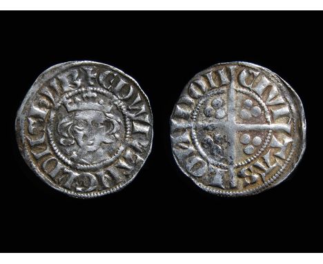 Edward I Penny. Silver, 1.41g. 19.69 mm. Crowned facing bust, +EDWR ANGL DNS HYB. R. Cross with pellets in each quarter, CIVI