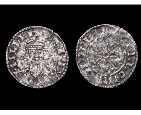 William I Penny. Circa, 1068-1070? AD. Silver, 1.22g. 19.18 mm. Crowned and diademed bust facing, +PILLEMVS REX. R. Cross wit