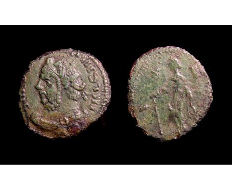 Carausius Antoninianus. Circa 286-8. Billon, 2.26g. 19.75 mm. Radiate and draped bust left, blundered legend. R. [ ] AX [ ], 