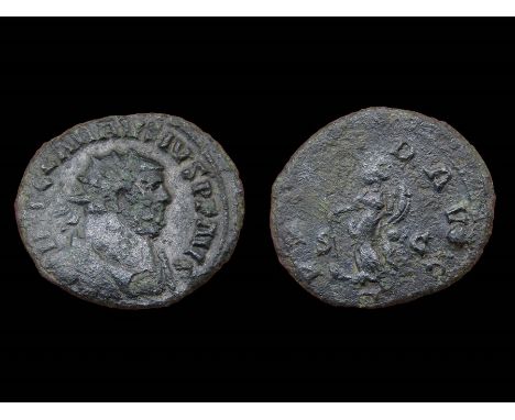 Carausius Antoninianus.  Colchester, AD 292-3. Billon, 4.05g. 24.91 mm. Radiate bust right, IMP C CARAVSIVS P F AVG. R. PROVI