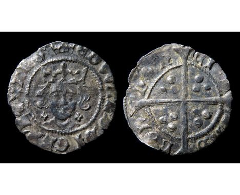 Edward IV Penny. First reign, light coinage, London. Quatrefoils by neck, mm crown. 17mm, 0.65g. Spink 2040.