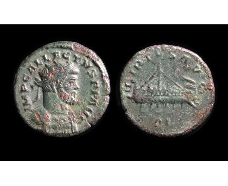 Allectus Quinarius. London, AD 294-6. Billon, 2.64g. 19.78 mm. Radiate bust right, IMP C ALLECTVS P F AVG. R. VIRTVS AVG, Gal