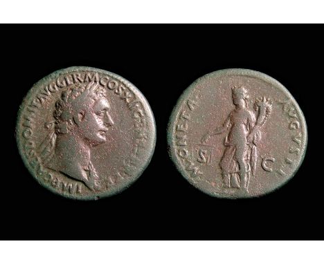 Domitian As. Rome, AD 90-91. Copper, 11.53g. 28.08 mm. Laureate bust right, IMP CAES DOMIT AVG GERM COS XII CENS POT P P. R. 