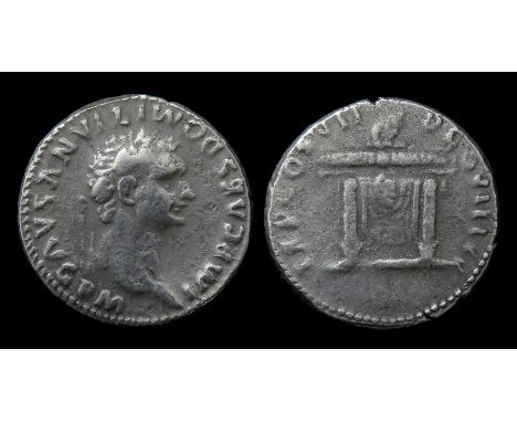 Domitian Denarius  Rome, AD 81. Silver, 18mm, 2.99g. Laureate bust right, IMP CAES DOMITIANVS AVG P M. R. TR P COS VII DES VI