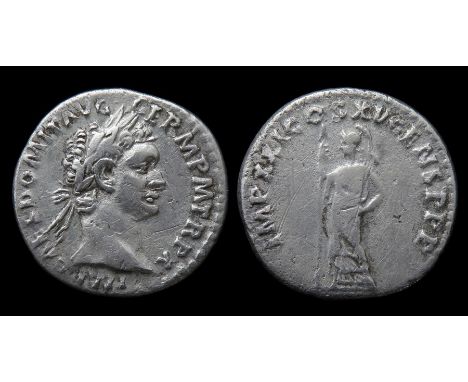 Domitian Denarius  Rome, AD 90. Silver, 19mm, 3.20g. Laureate bust right, IMP CAES DOMIT AVG GERM P M TR P X. R. IMP XXI COS 