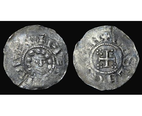 Henry I round halfpenny, Lincoln mint. A new moneyer for the type. Obverse: +HEN[R]IC REX. Uncrowned head facing. Reverse: +h