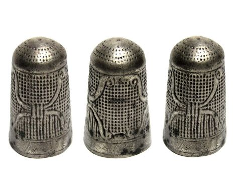 17th Century Silver Thimble. Circa 1600-1650 AD. Silver, 6.46g. 28.52 mm. A stunning English made two piece tall thimble. Bea