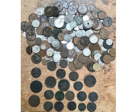 British and World Coins, includes 18th & 19th Century  token coins, early copper coins, withsome Pre 47 silver.