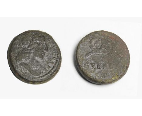 Guinea Coin Weight. A brass verification weight for the gold guinea of William III. Obverse: Laureate bust of William III rig