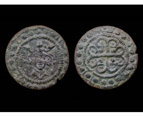 English Medieval Jetton. Edward II, 1307-27. Type 1, Sterling head (Fox type 11). Copper, 1.32g. 19.34 mm. Crowned facing bus