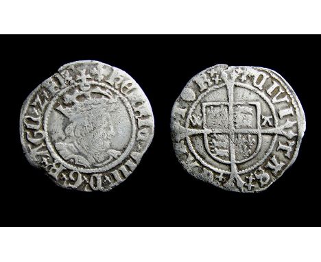 Henry VIII Halfgroat. Second Coinage, 1526-44. Silver, 1.06g. 18.88 mm. Crowned bust right, HENRIC VIII D G R AGL Z FR. R. Sh