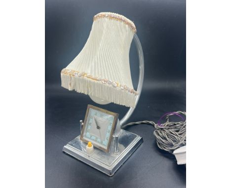 A Vintage Bayard French Art Deco Desk Table Lamp and alarm clock