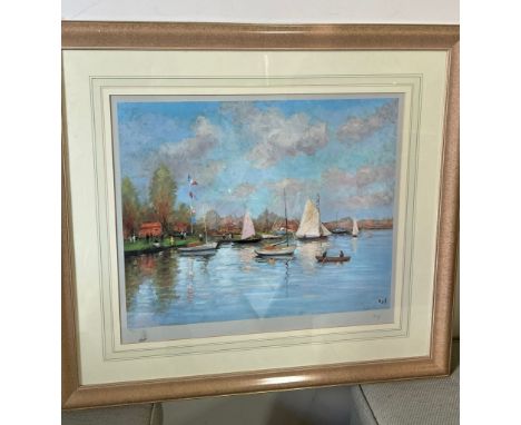 A print of "La Regatta" by Marcel Dyf (1899 -1985) print 135/500 signed 56cm x 46cm 