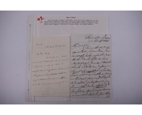 EARL OF MINTO (1782-1859, First Lord of Admiralty):&nbsp;ALS to 10th Duke of Hamilton concerning James Campbell 'having lost 