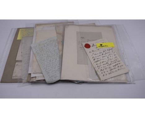 LETTERS, SIGNATURES, MANUSCRIPT MISCELLANY:&nbsp;a collection of over 45 items, largely 19th and early 20thc, to include ALS 