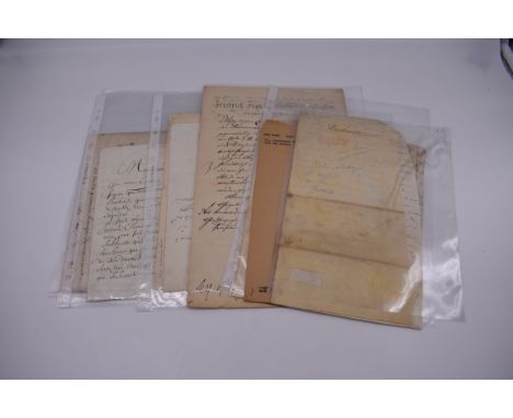 CONTINENTAL DOCUMENTS:&nbsp;group of 9 items, including French manuscript on vellum dated 1645: unaddressed ALS from widow of
