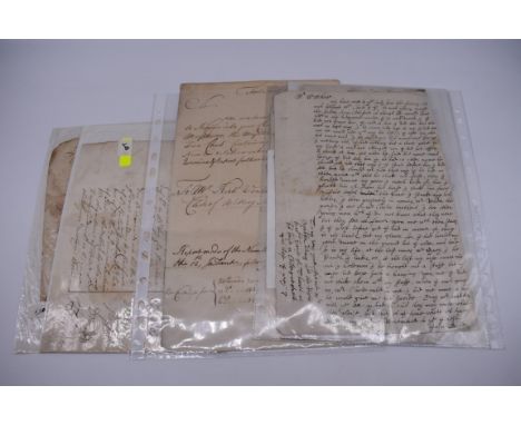 MANUSCRIPT DOCUMENTS, 17TH &amp; 18THC:&nbsp;a group of 6, to include 34 line witness account of an assault following trespas