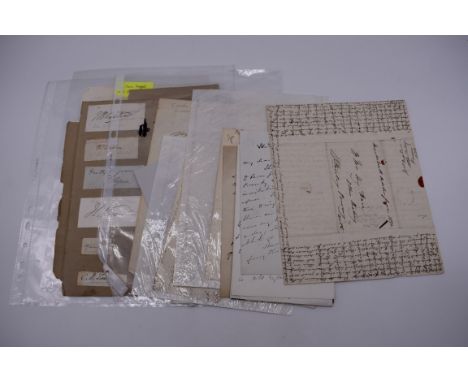 MANUSCRIPT MISCELLANY:&nbsp;collection of ALS and cut signatures, to include 2 side letter from conductor and tenor Thomas Si