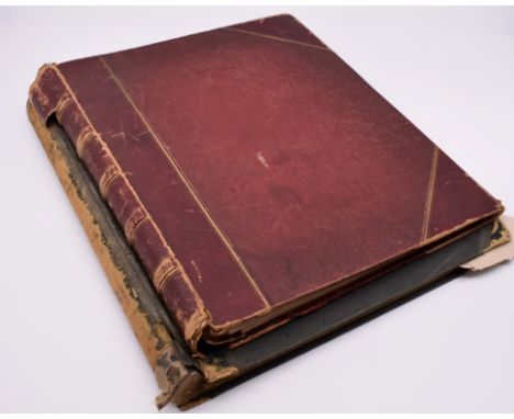 PHOTOGRAPH ALBUMS:&nbsp;2 folio albums, both worn with contents partially excised, numerous albumen print photographs of vari