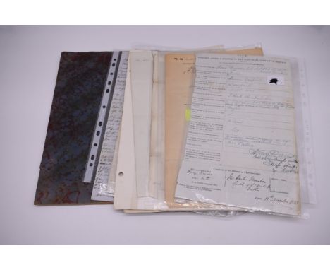NAVAL AND MILITARY DOCUMENTS:&nbsp;group of 8 manuscript documents, to include printed form with entries 'Form of Enquiry aft