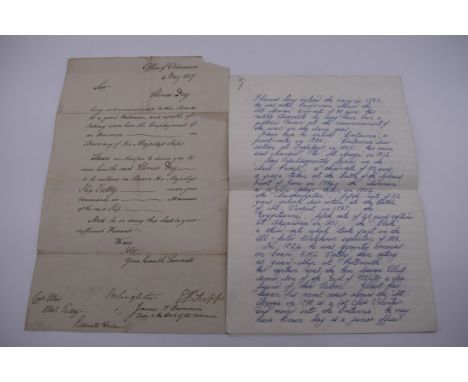 ARMOURER, HMS VICTORY: printed certificate with manuscript entries, 4th May 1827, recommending Thomas Day to position of armo