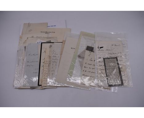19TH CENTURY LETTERS &amp; MANUSCRIPT:&nbsp;collection of approx 35 items, 19th century and a few later, letters and manuscri
