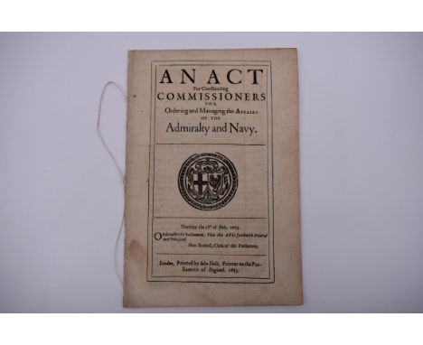 MARITIME ACT, ENGLISH COMMONWEALTH: 'An Act for Constituting Commissioners for Ordering and Managing the Affairs of the Admir